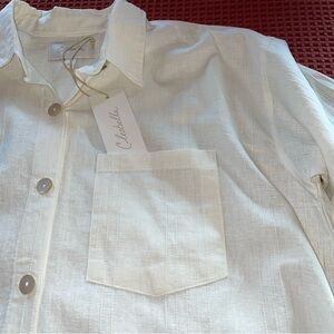 Calobella white oversized Button-Down Boyfriend’s Shirt - Painter Shirt. S/M